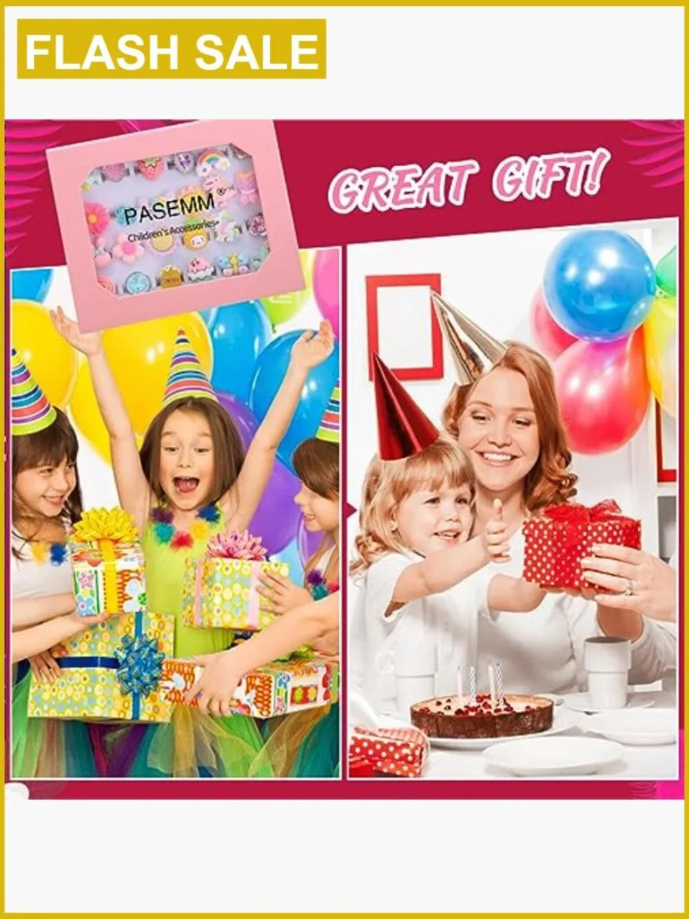 24 Kids Dress Up Rings Set Adjustable No Duplication Gift Box